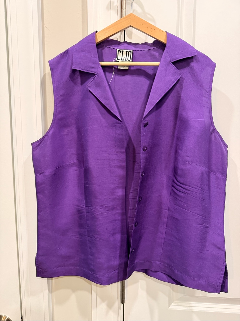 Clio Purple Sleeveless Button-Down Top